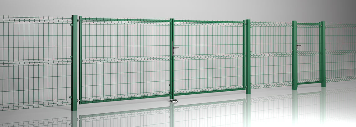 ворота распашные для 3D ограждения фото с сайта АМК-Метиз